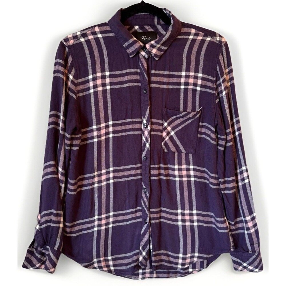 Rails‎ Flannel Size Small Womens Purple Plaid Lightweight Rayon Super Soft
